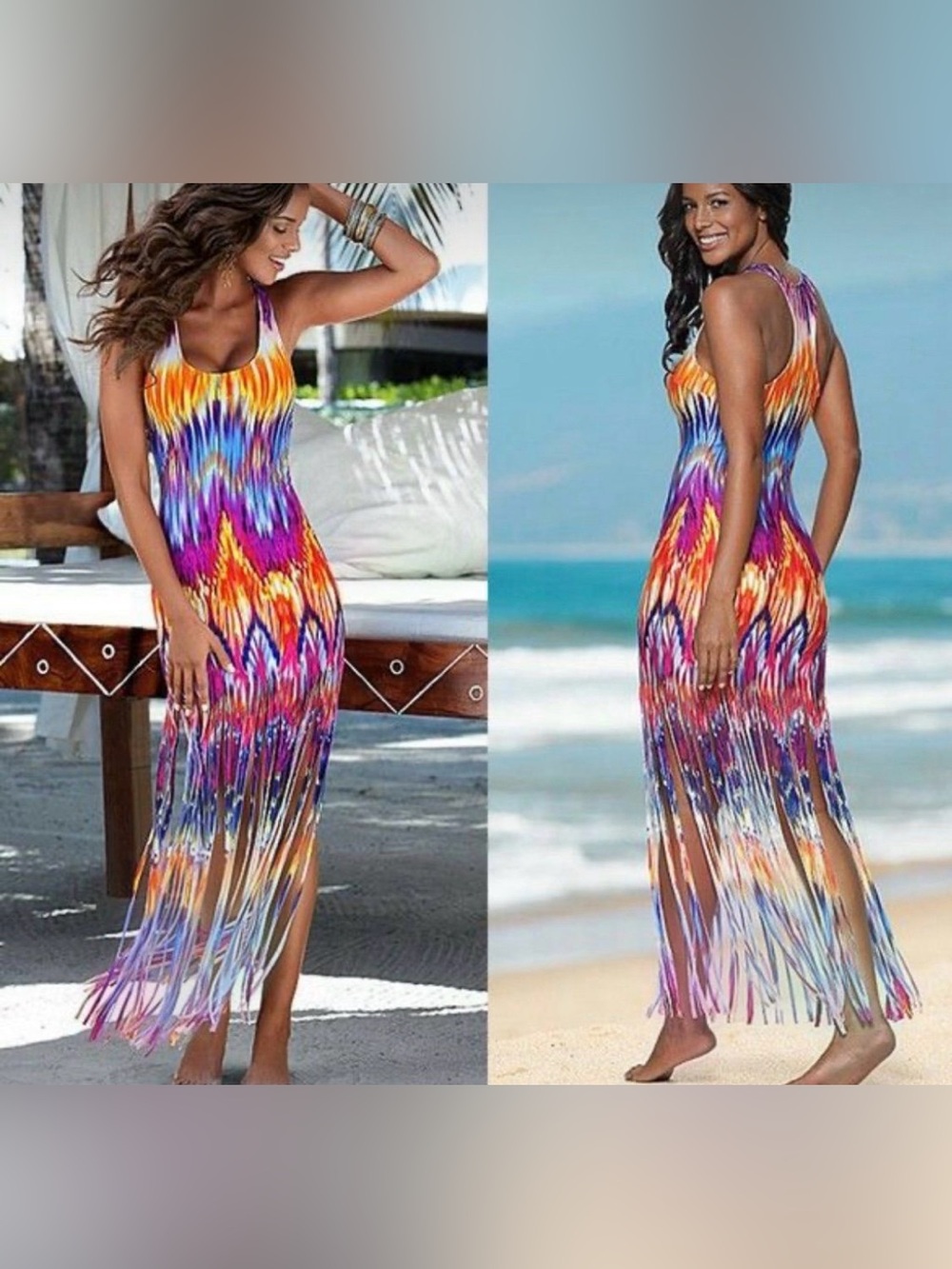Venus Dress size small women maxi dress fringe